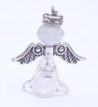 Angel, opak white crystal- antique silver, 25 mm 