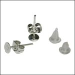   Adhesive earrings base (base: 4mm), 1 set: 2 stift +2  stiftend +2 silicon end