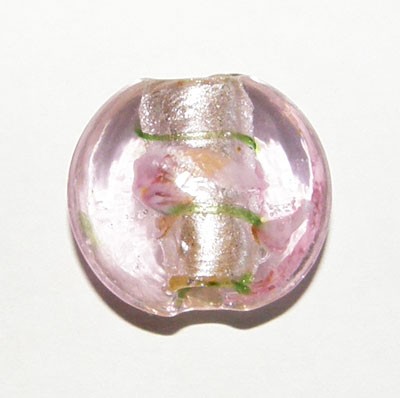 Silver-foiled lens with rose, pink