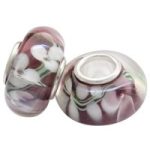 Pandora bead, on mauve base stylized flowers