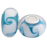Pandora bead, on turquoise base white swirls
