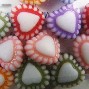 Plastic bead, hearts