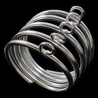 Ring base with 5 loops, silver, 5 pieces