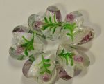 Lamp bead, heart, chrysolite green, 10 pieces