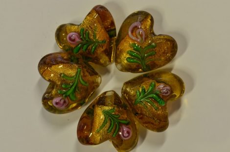 Lamp bead, heart, light topaz, 10 pieces