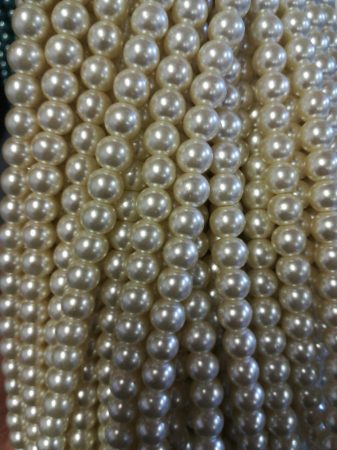 Glass pearl, 8 mm, white